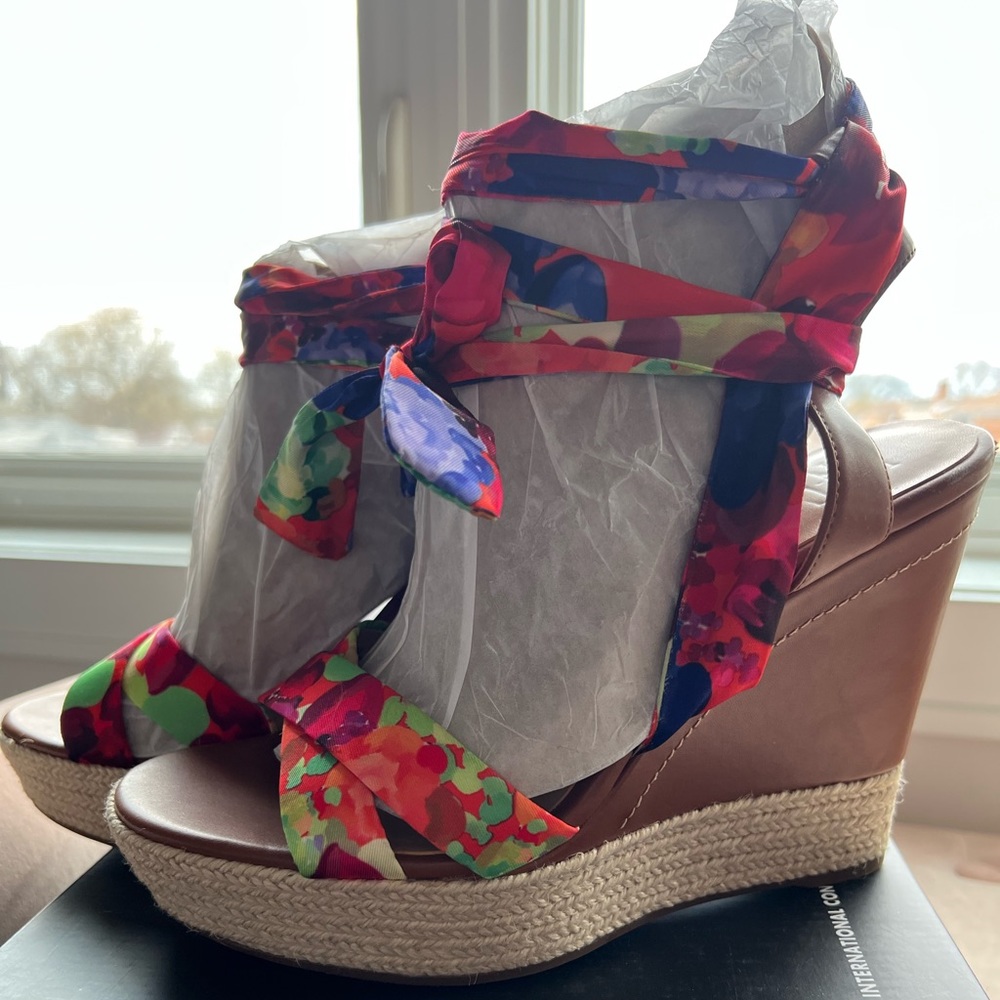 INC strappy wedge sandals